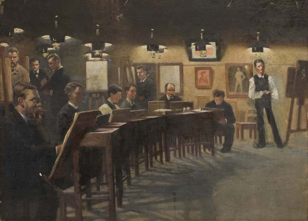 Johan Rohde (1856-1936): Fra Tuxens Skole på Halmtorvet. 1883