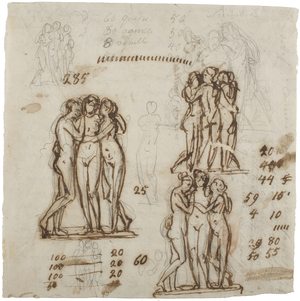 Bertel Thorvaldsen (1770-1844): De tre gratier. Herkules, Omfale og Amor. Hektors afsked. Skitse
