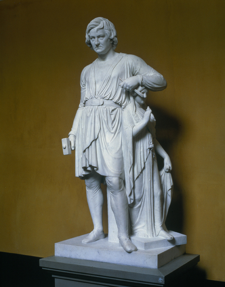 Bertel Thorvaldsen med Håbets gudinde, marmorstatue, A771