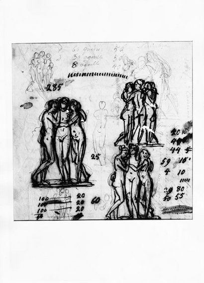 Skitsetegning til De tre gratier, C 214a